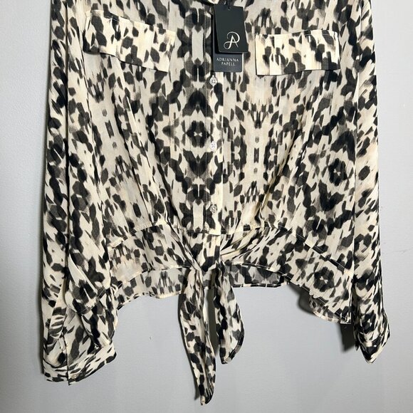 Adrianna Papell Draping Front Tie Long-sleeve Blouse XL - Picture 5 of 7